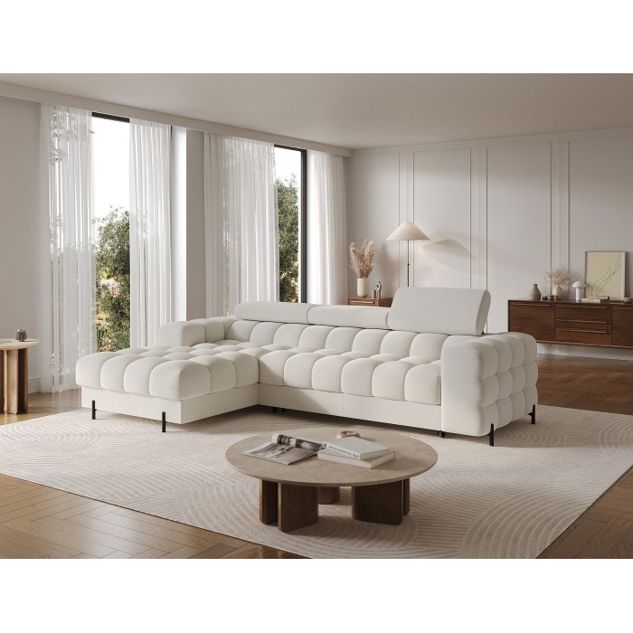 Canapé d'angle gauche convertible Blanc allure contemporaine 285x99x181cm FILTRO 