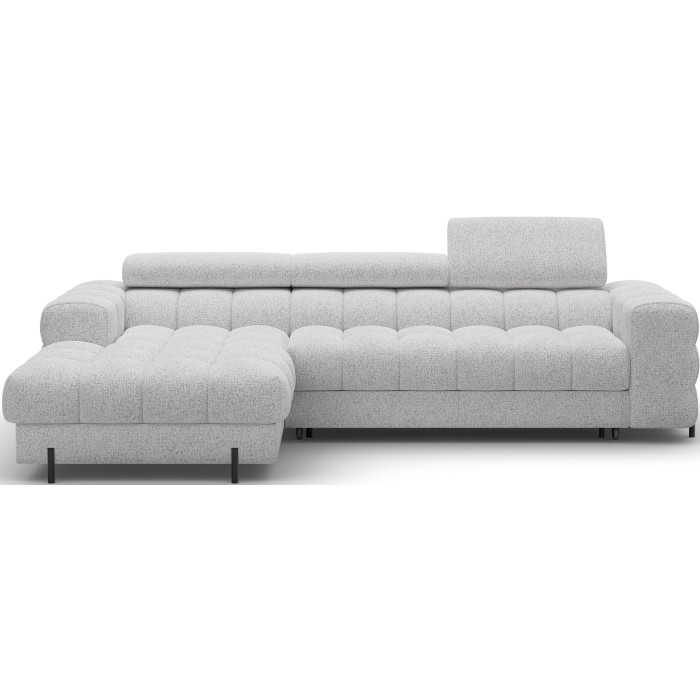 Canapé d'angle gauche convertible Gris chiné ligne moderne 285x99x181cm FILTRO 