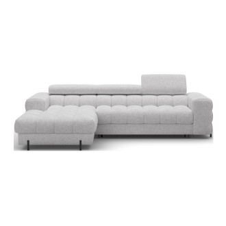 Canapé d'angle gauche convertible Gris chiné ligne moderne 285x99x181cm FILTRO 