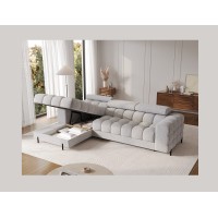 Canapé d'angle gauche convertible Gris chiné ligne moderne 285x99x181cm FILTRO 