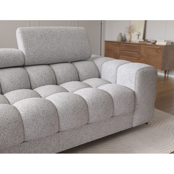 Canapé d'angle gauche convertible Gris chiné ligne moderne 285x99x181cm FILTRO 