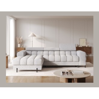 Canapé d'angle gauche convertible Gris chiné ligne moderne 285x99x181cm FILTRO 