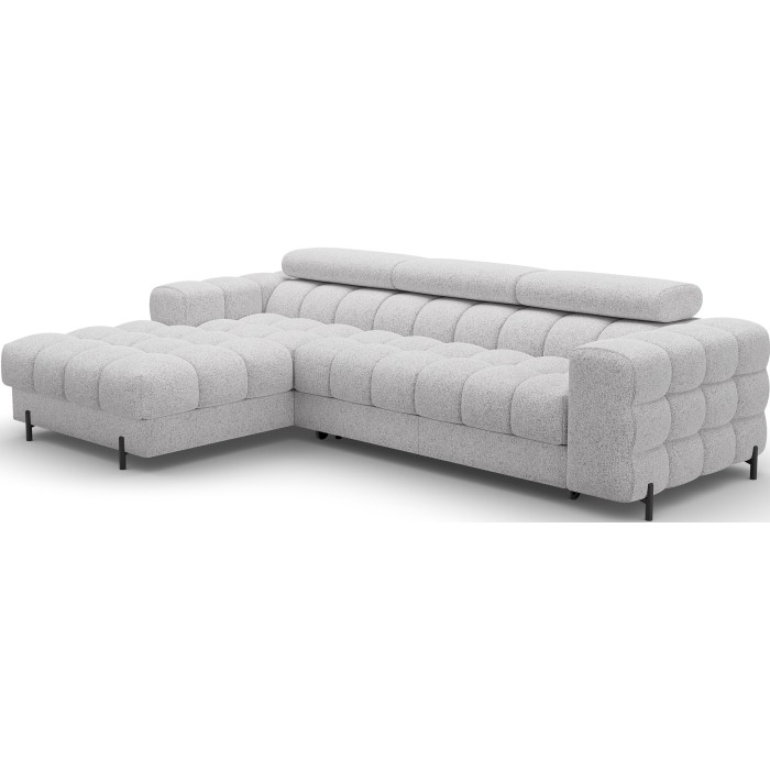 Canapé d'angle gauche convertible Gris chiné ligne moderne 285x99x181cm FILTRO 