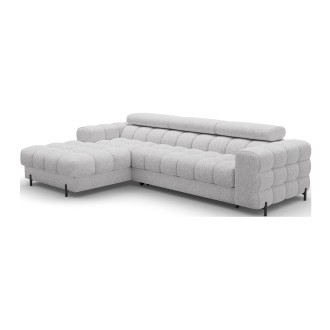 Canapé d'angle gauche convertible Gris chiné ligne moderne 285x99x181cm FILTRO 