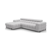 Canapé d'angle gauche convertible Gris chiné ligne moderne 285x99x181cm FILTRO 