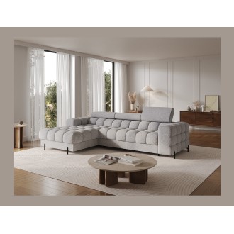 Canapé d'angle gauche convertible Gris chiné ligne moderne 285x99x181cm FILTRO 