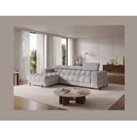 Canapé d'angle gauche convertible Gris chiné ligne moderne 285x99x181cm FILTRO 