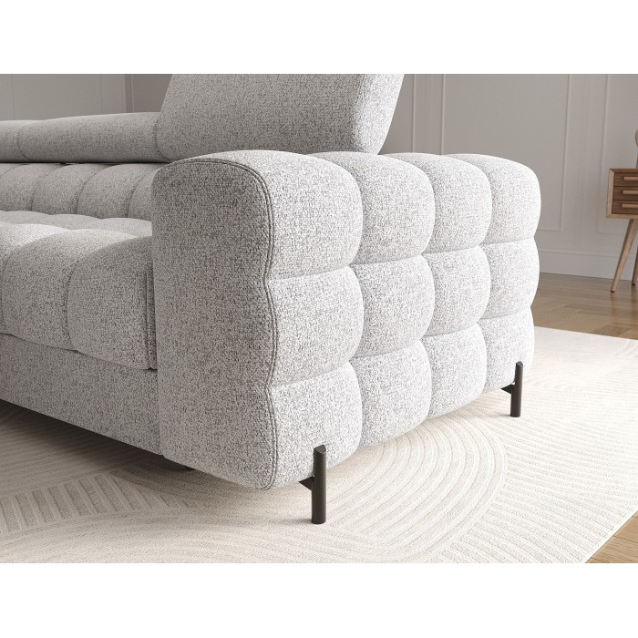 Canapé d'angle gauche convertible Gris chiné ligne moderne 285x99x181cm FILTRO 