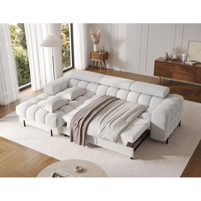 Canapé d'angle gauche convertible Gris foncé allure contemporaine 285x99x181cm FILTRO 