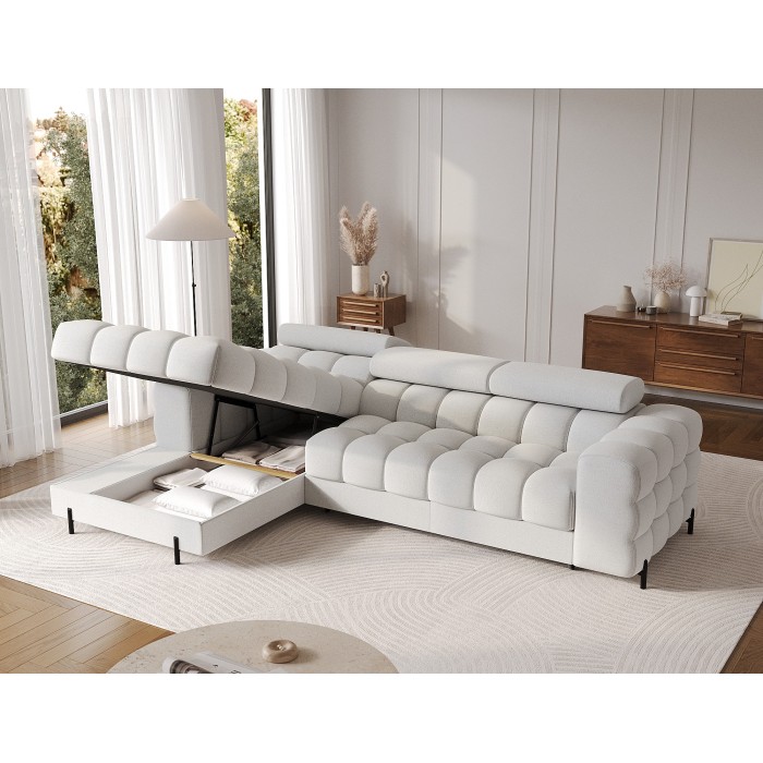 Canapé d'angle gauche convertible Gris foncé allure contemporaine 285x99x181cm FILTRO 