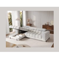 Canapé d'angle gauche convertible Gris foncé allure contemporaine 285x99x181cm FILTRO 