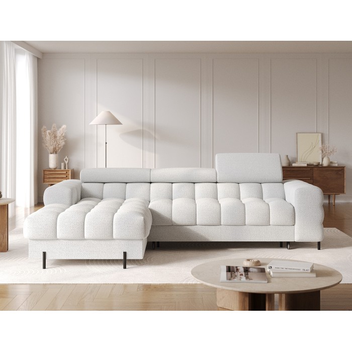 Canapé d'angle gauche convertible Gris foncé allure contemporaine 285x99x181cm FILTRO 