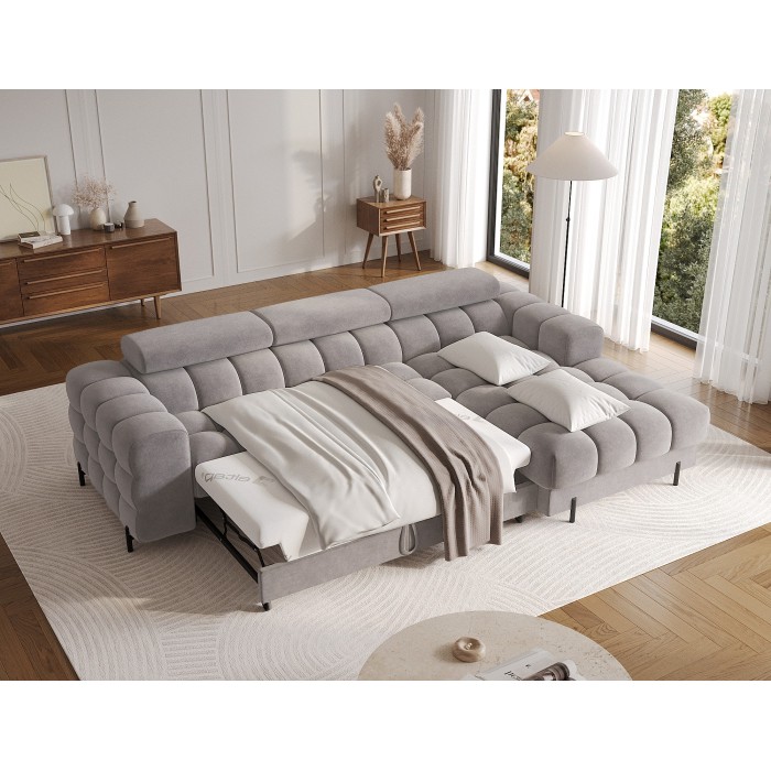 Canapé d'angle gauche convertible Gris design élégant 285x99x181cm FILTRO 