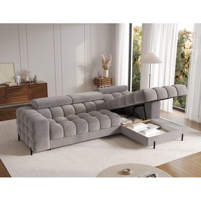 Canapé d'angle gauche convertible Gris design élégant 285x99x181cm FILTRO 