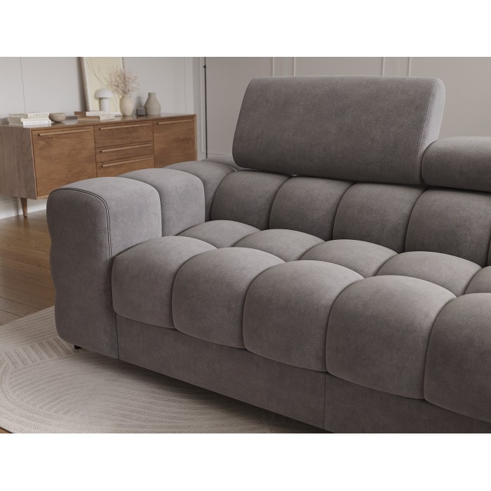 Canapé d'angle gauche convertible Gris design élégant 285x99x181cm FILTRO 