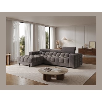 Canapé d'angle gauche convertible Gris design élégant 285x99x181cm FILTRO 
