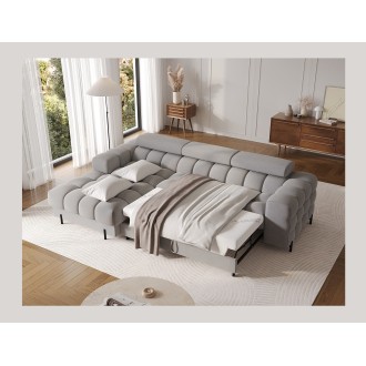 Canapé d'angle gauche convertible Gris foncé chiné confort premium 285x99x181cm FILTRO 