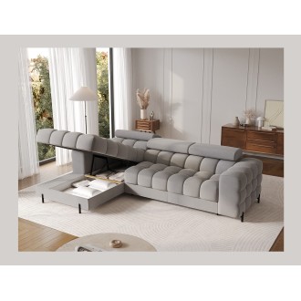 Canapé d'angle gauche convertible Gris foncé chiné confort premium 285x99x181cm FILTRO 