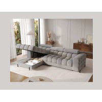 Canapé d'angle gauche convertible Gris foncé chiné confort premium 285x99x181cm FILTRO 
