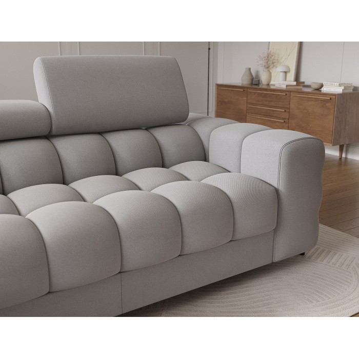 Canapé d'angle gauche convertible Gris foncé chiné confort premium 285x99x181cm FILTRO 