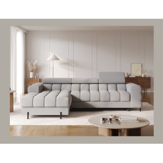 Canapé d'angle gauche convertible Gris foncé chiné confort premium 285x99x181cm FILTRO 