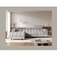 Canapé d'angle gauche convertible Gris foncé chiné confort premium 285x99x181cm FILTRO 