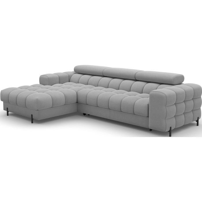 Canapé d'angle gauche convertible Gris foncé chiné confort premium 285x99x181cm FILTRO 