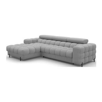 Canapé d'angle gauche convertible Gris foncé chiné confort premium 285x99x181cm FILTRO 