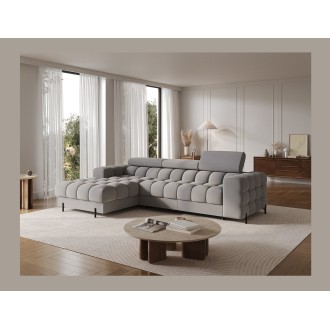 Canapé d'angle gauche convertible Gris foncé chiné confort premium 285x99x181cm FILTRO 