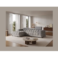 Canapé d'angle gauche convertible Gris foncé chiné confort premium 285x99x181cm FILTRO 