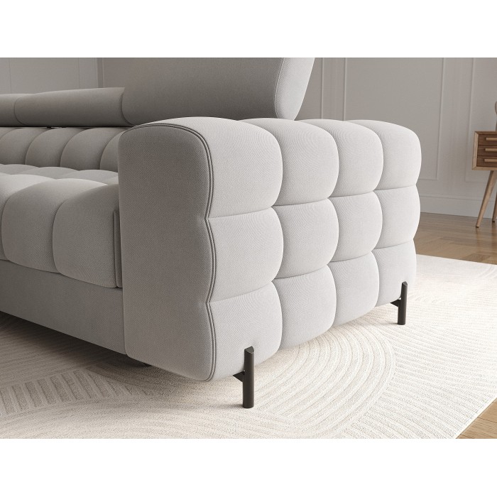 Canapé d'angle gauche convertible Gris foncé chiné confort premium 285x99x181cm FILTRO 
