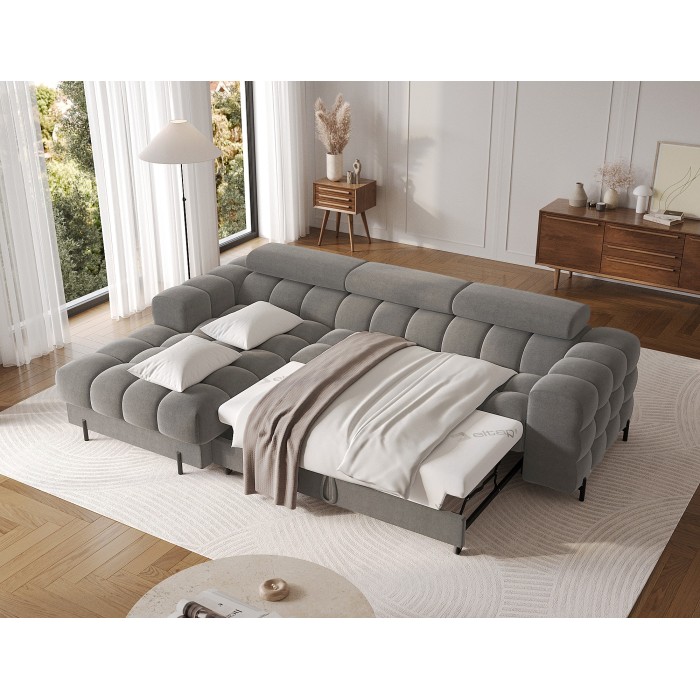 Canapé d'angle gauche convertible Gris foncé confort premium 285x99x181cm FILTRO 