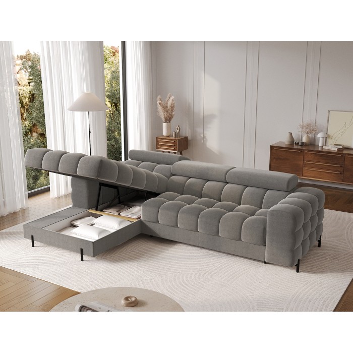Canapé d'angle gauche convertible Gris foncé confort premium 285x99x181cm FILTRO 