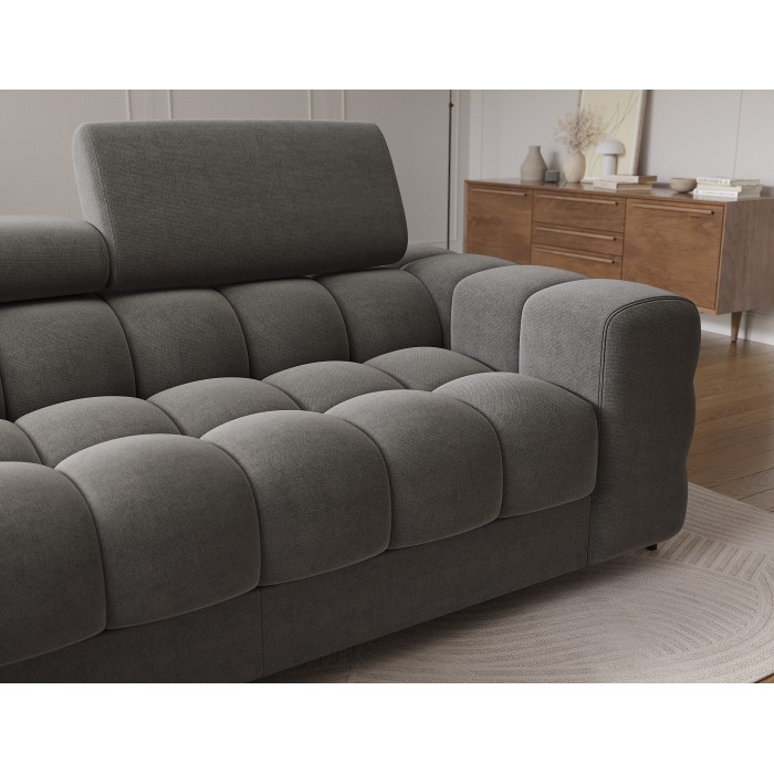 Canapé d'angle gauche convertible Gris foncé confort premium 285x99x181cm FILTRO 