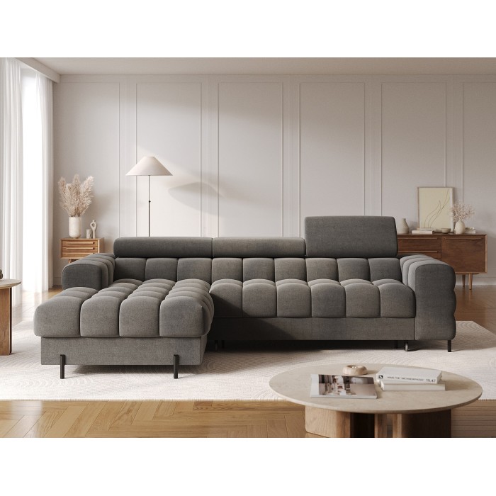 Canapé d'angle gauche convertible Gris foncé confort premium 285x99x181cm FILTRO 