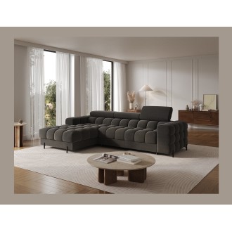 Canapé d'angle gauche convertible Gris foncé confort premium 285x99x181cm FILTRO 