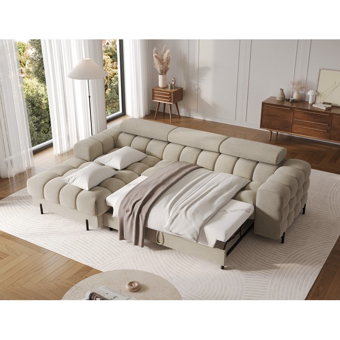 Canapé d'angle gauche convertible Beige design élégant 285x99x181cm FILTRO 