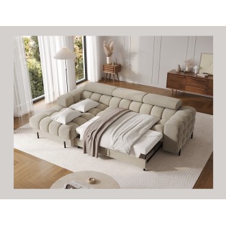 Canapé d'angle gauche convertible Beige design élégant 285x99x181cm FILTRO 