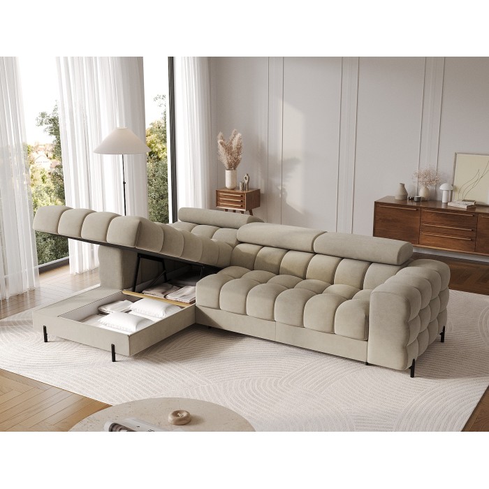 Canapé d'angle gauche convertible Beige design élégant 285x99x181cm FILTRO 