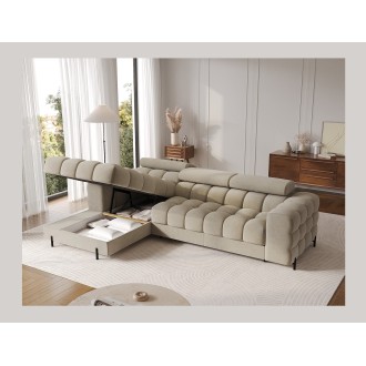 Canapé d'angle gauche convertible Beige design élégant 285x99x181cm FILTRO 