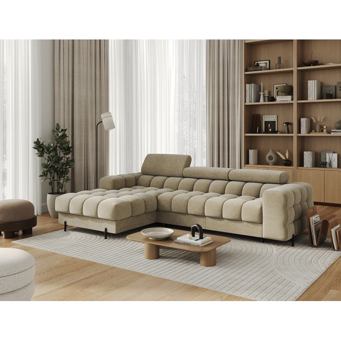 Canapé d'angle gauche convertible Beige design élégant 285x99x181cm FILTRO 