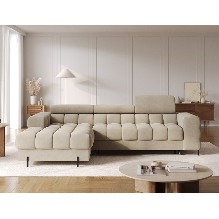 Canapé d'angle gauche convertible Beige design élégant 285x99x181cm FILTRO 