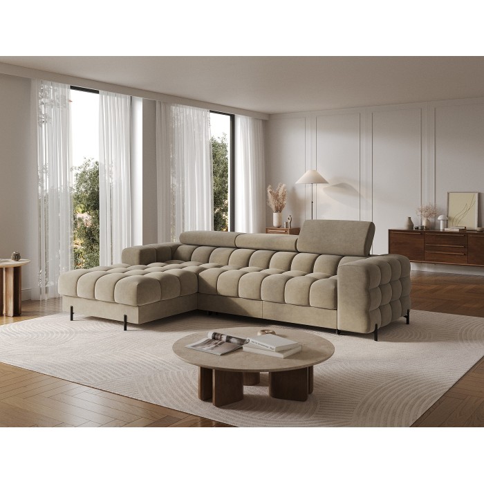 Canapé d'angle gauche convertible Beige design élégant 285x99x181cm FILTRO 