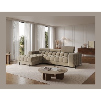 Canapé d'angle gauche convertible Beige design élégant 285x99x181cm FILTRO 