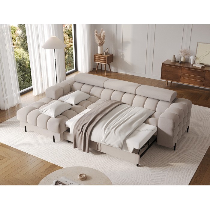 Canapé d'angle gauche convertible Beige confort premium 285x99x181cm FILTRO 