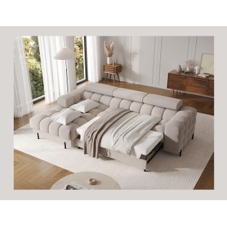 Canapé d'angle gauche convertible Beige confort premium 285x99x181cm FILTRO 