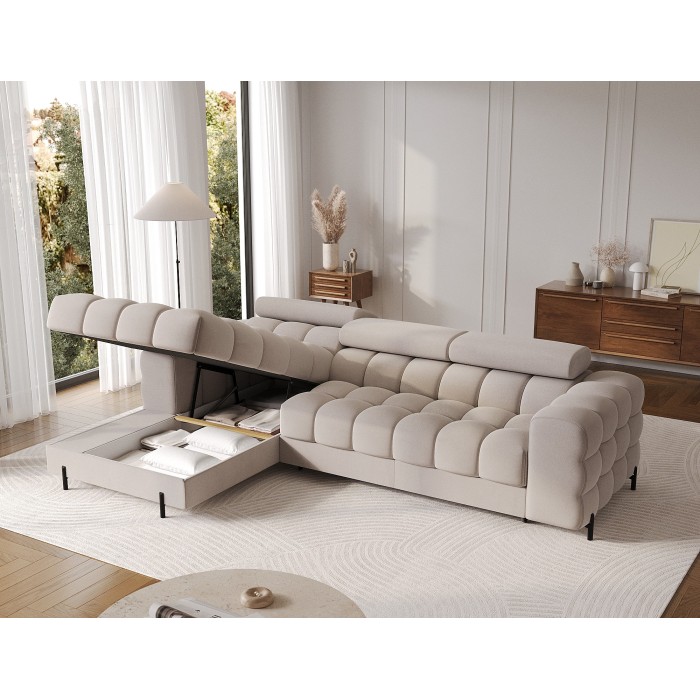 Canapé d'angle gauche convertible Beige confort premium 285x99x181cm FILTRO 