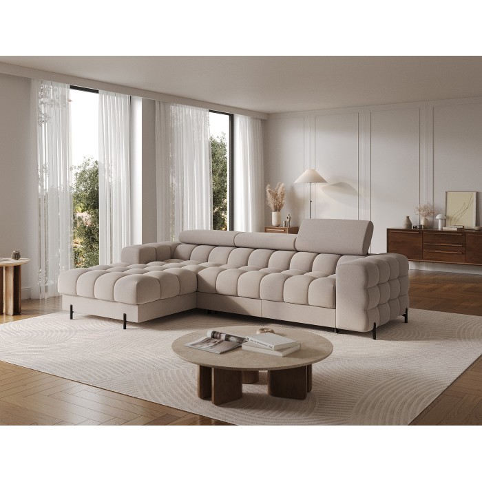 Canapé d'angle gauche convertible Beige confort premium 285x99x181cm FILTRO 
