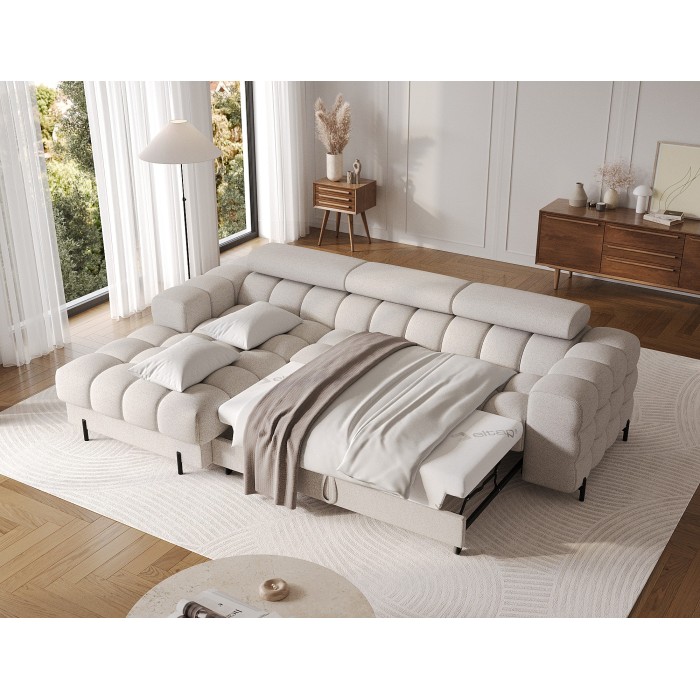 Canapé d'angle gauche convertible Beige allure contemporaine 285x99x181cm FILTRO 
