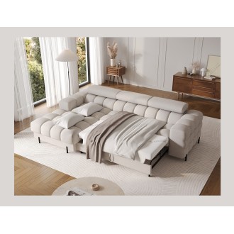 Canapé d'angle gauche convertible Beige allure contemporaine 285x99x181cm FILTRO 